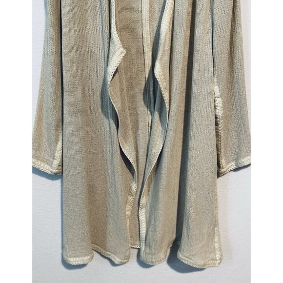 Soft Surroundings Cardigan Sweater Womens Medium Beige Embroidered Boho Beachy - Picture 3 of 7